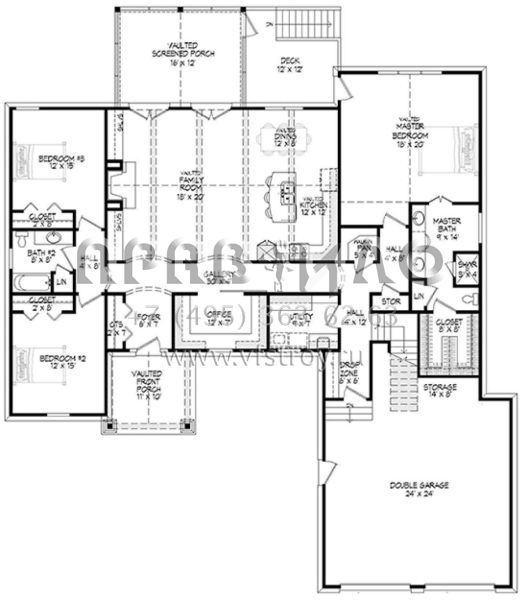 Проект двухэтажного дома с гаражом на две машины в американском стиле S5-208 (940-00006)
