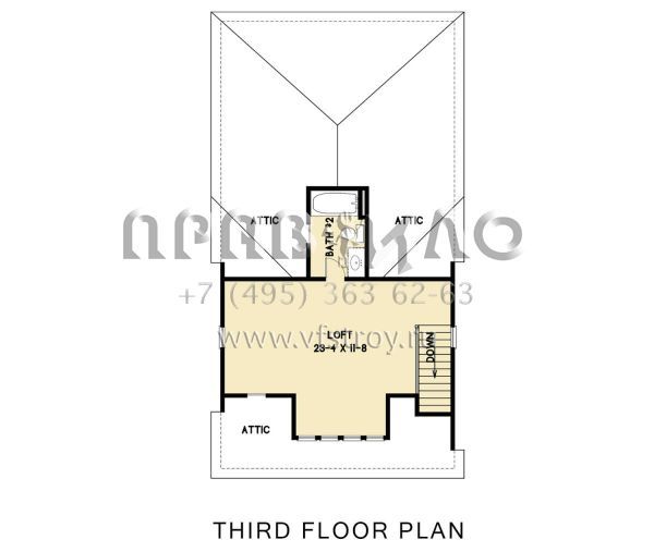 Проект трехэтажного дома с гаражом на одну машину в стиле Ранчо S5-235 (4351-00044)