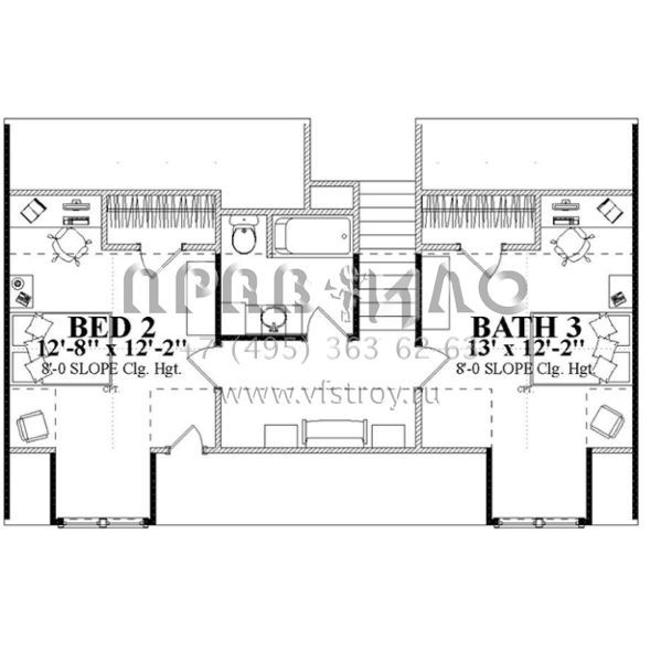 Проект двухэтажного дома с гаражом на две машины в классическом стиле S5-157 (1070-00253)