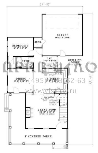 Проект двухэтажного дома с гаражом на две машины в стиле Особняк S5-174 (110-00475)