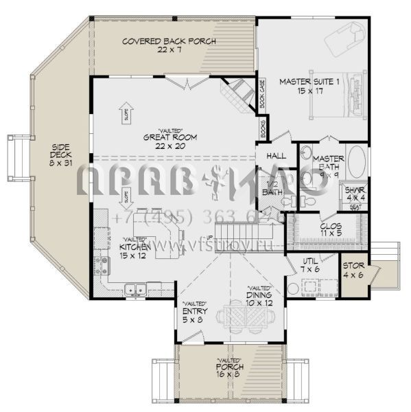 Проект двухэтажного дома без гаража в американском стиле S5-177 (940-00646)