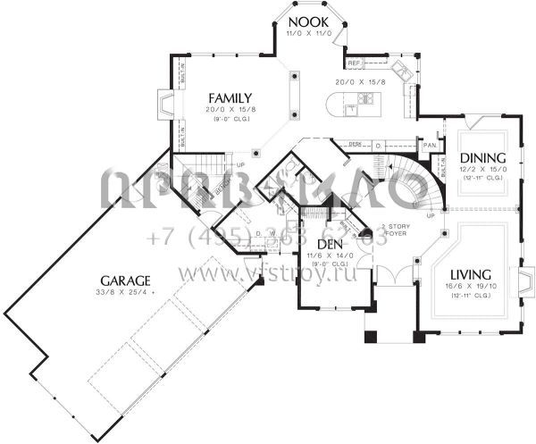 Проект двухэтажного дома с гаражом на три и более машин в английском стиле S5-320 (2559-00500)