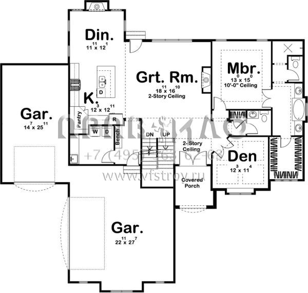 Проект двухэтажного дома с гаражом на три и более машин в английском стиле S5-248 (963-00232)