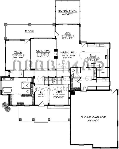 Проект двухэтажного дома с гаражом на три и более машин в стиле Ранчо S5-366 (1020-00221)