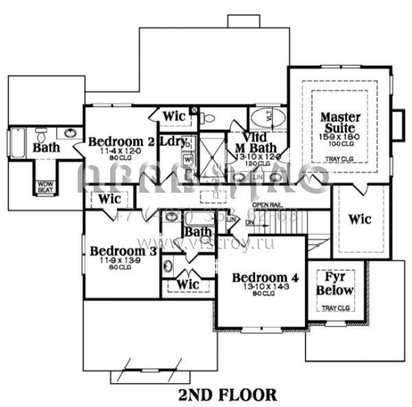 Проект двухэтажного дома с гаражом на три и более машин в стиле Ранчо S5-298 (009-00092)