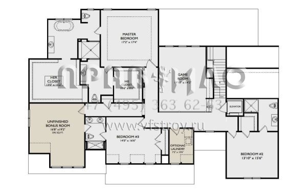 Проект двухэтажного дома с гаражом на три и более машин в стиле Ранчо S5-407 (957-00111)