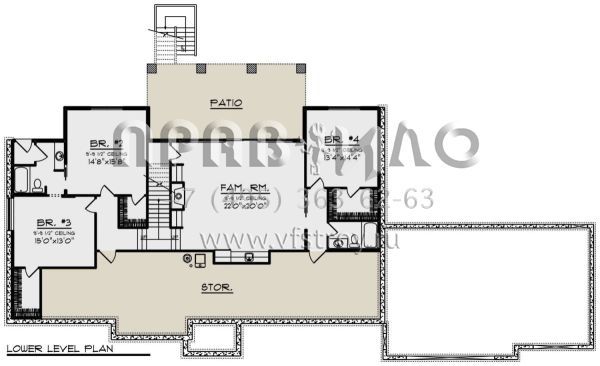 Проект одноэтажного дома с гаражом на три и более машин в стиле Ранчо S5-394 (1020-00344)
