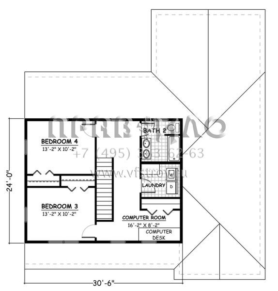 Проект двухэтажного дома с гаражом на две машины в стиле Ранчо S5-194 (526-00027)