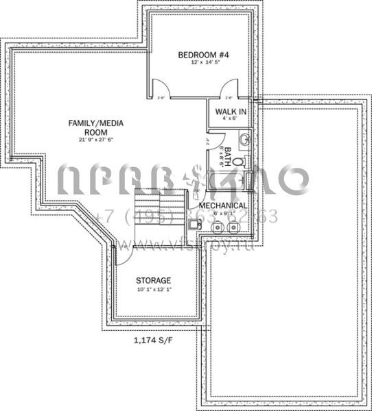 Проект двухэтажного дома с гаражом на три и более машин в стиле Ранчо S5-217 (2802-00018)