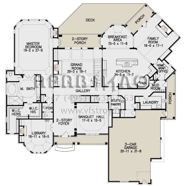 Проект двухэтажного дома с гаражом на три и более машин в стиле Ранчо S5-627 (699-00225)