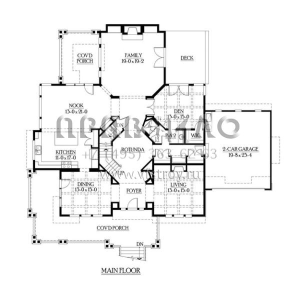 Проект двухэтажного дома с гаражом на три и более машин в американском стиле S5-432 (341-00269)