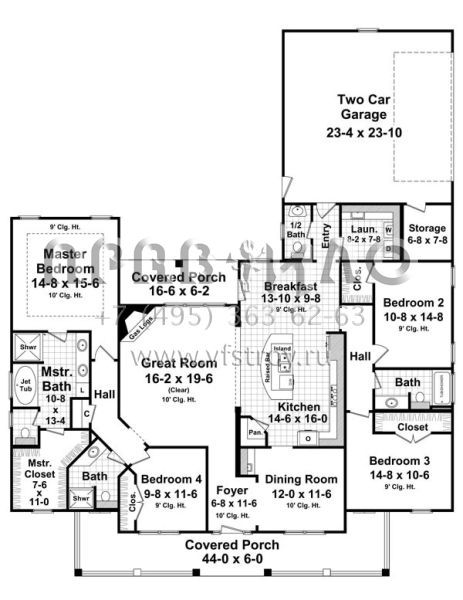 Проект одноэтажного дома с гаражом на две машины в стиле Ранчо S5-223 (348-00250)