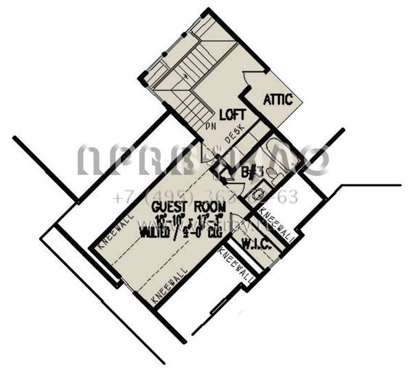 Проект двухэтажного дома с гаражом на две машины в стиле Ранчо S5-260 (699-00164)