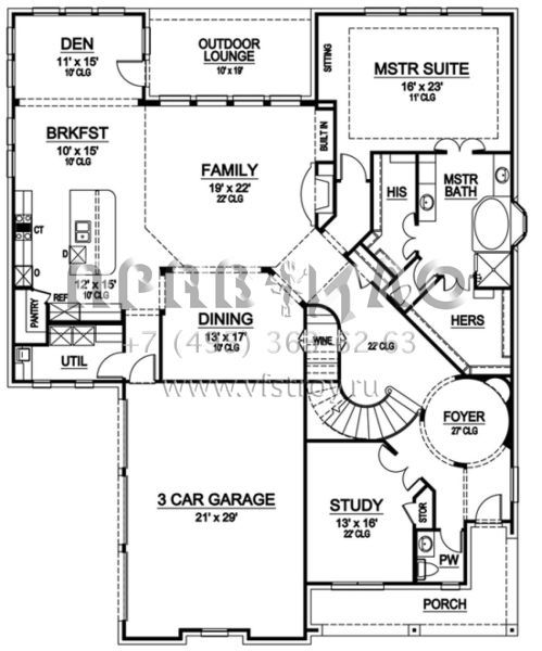 Проект двухэтажного дома с гаражом на три и более машин в английском стиле S5-459 (5445-00087)