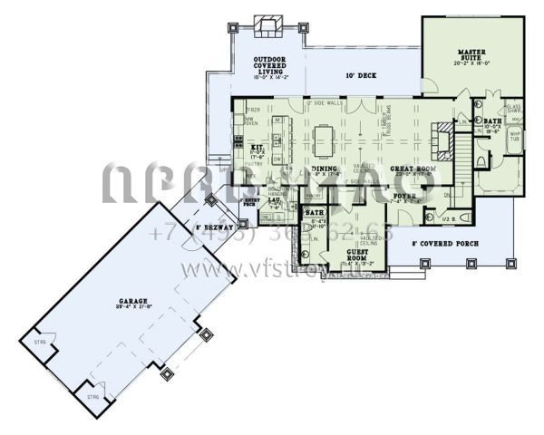 Проект одноэтажного дома с гаражом на три и более машин в американском стиле S5-347 (110-01054)
