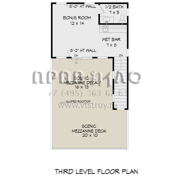 Проект трехэтажного дома без гаража в современном стиле S5-242 (940-00723)