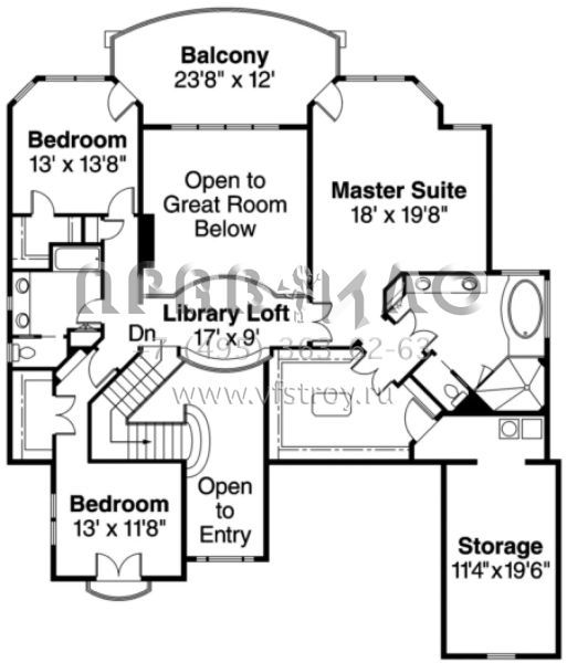 Проект двухэтажного дома с гаражом на три и более машин в стиле Ранчо S5-370 (035-00085)