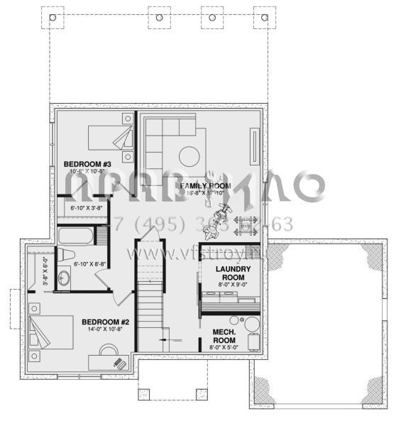 Проект двухэтажного дома с гаражом на одну машину в современном стиле S5-280 (034-01323)