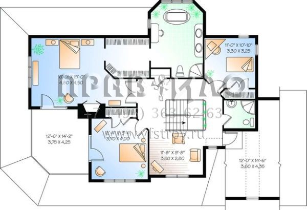 Проект двухэтажного дома с гаражом на две машины в стиле Ранчо S5-250 (034-00954)