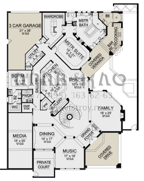 Проект двухэтажного дома с гаражом на три и более машин в современном стиле S5-640 (5445-00461)