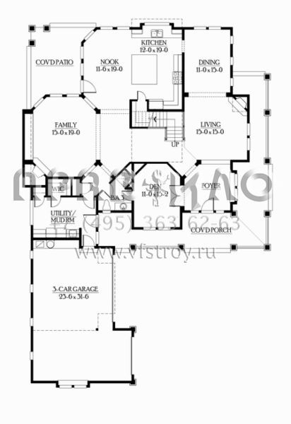 Проект двухэтажного дома с гаражом на три и более машин в скандинавском стиле S5-413 (341-00024)