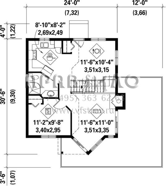 Проект двухэтажного дома без гаража в стиле Шале S5-92 (6146-00138)