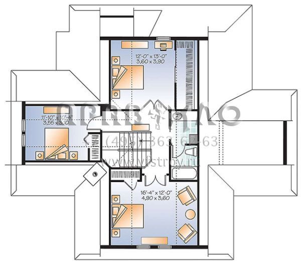 Проект двухэтажного дома без гаража в стиле Ранчо S5-224 (034-01113)