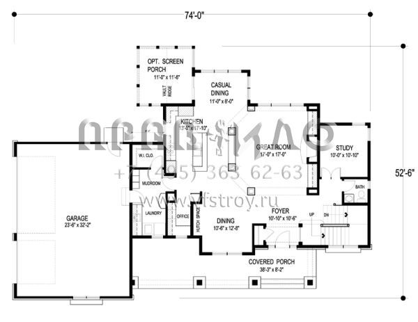 Проект двухэтажного дома с гаражом на три и более машин в американском стиле S5-316 (036-00216)
