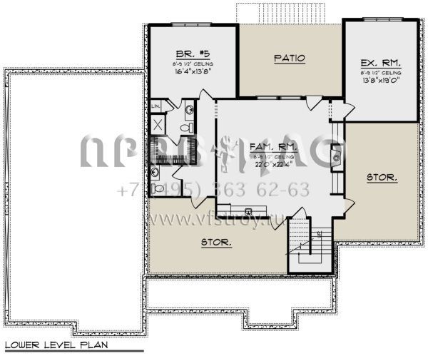 Проект большого дома с подвалом и гаражом на четыре машины S5-451 (1020-00353)