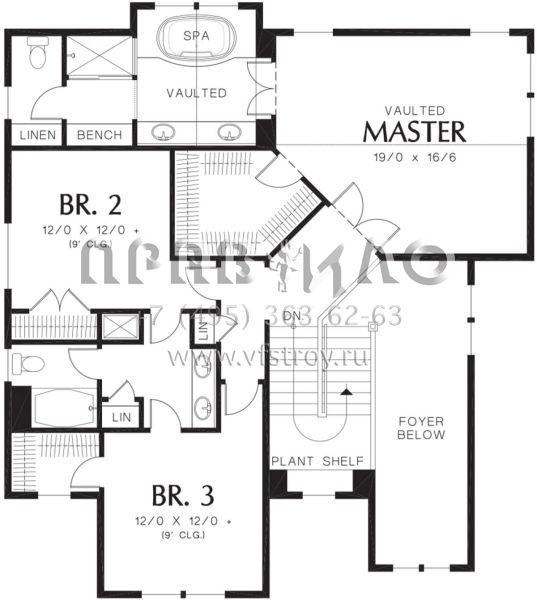 Проект двухэтажного дома с гаражом на три и более машин в американском стиле S5-368 (2559-00546)