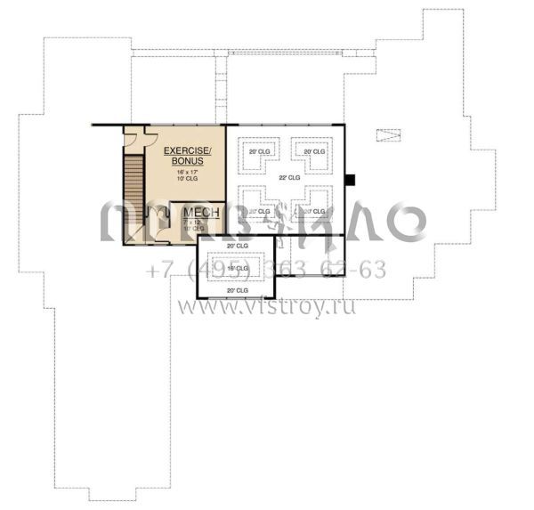 Проект одноэтажного дома с гаражом на три и более машин в современном стиле S5-443 (5445-00512)