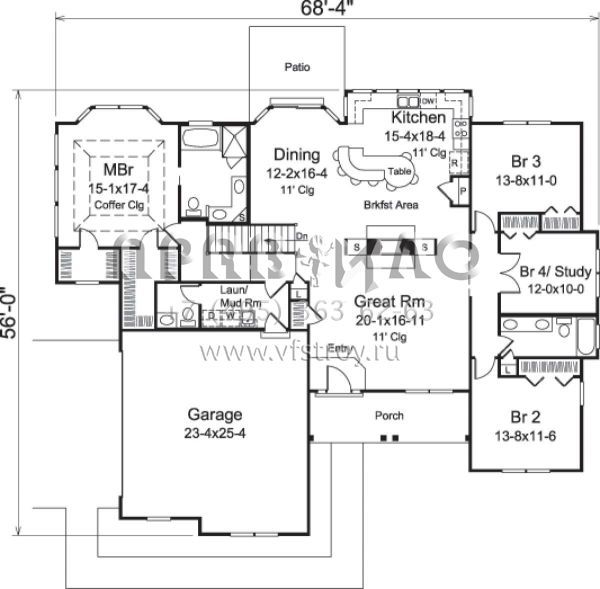 Проект одноэтажного дома с гаражом на две машины в классическом стиле S5-208 (5633-00203)