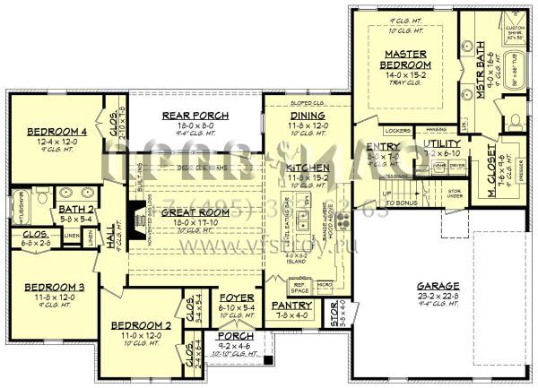 Проект одноэтажного дома с гаражом на две машины в стиле Ранчо S5-195 (041-00229)