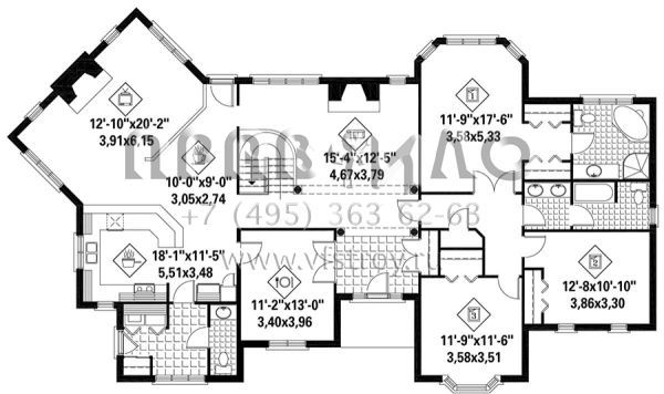 Проект одноэтажного дома без гаража в стиле Ранчо S5-227 (6146-00353)