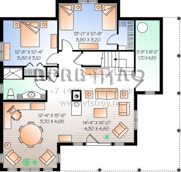 Проект двухэтажного дома без гаража в современном стиле S5-271 (034-00895)