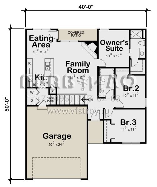 Проект одноэтажного дома с гаражом на две машины в стиле Ранчо S5-109 (402-01788)