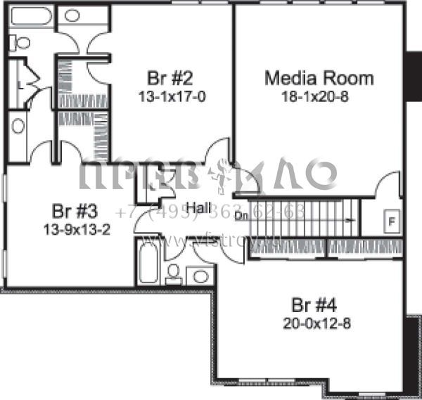 Проект двухэтажного дома с гаражом на три и более машин в стиле Ранчо S5-415 (5633-00188)