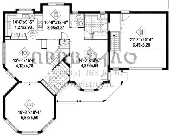 Проект двухэтажного дома с гаражом на две машины в английском стиле S5-243 (6146-00247)