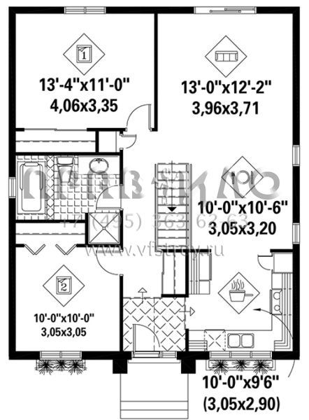 Проект одноэтажного дома без гаража в стиле Ранчо S5-88 (6146-00296)