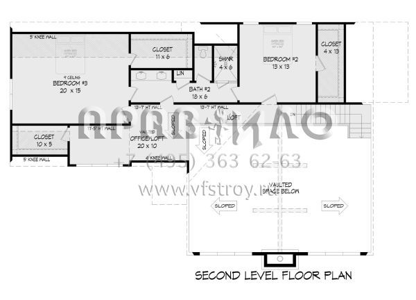 Проект двухэтажного дома с гаражом на две машины в стиле Шале S5-239 (940-00418)