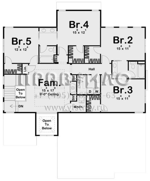 Проект двухэтажного дома с гаражом на три и более машин в современном стиле S5-315 (963-00404)