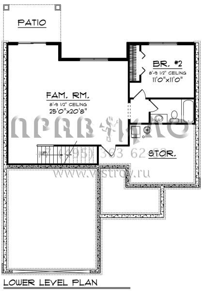 Проект одноэтажного дома с гаражом на две машины в американском стиле S5-172 (1020-00093)