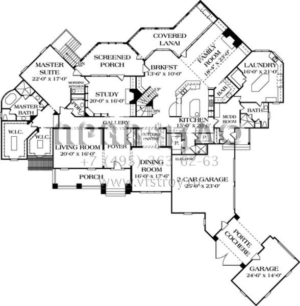 Проект двухэтажного дома с гаражом на три и более машин в американском стиле S5-759 (3323-00539)
