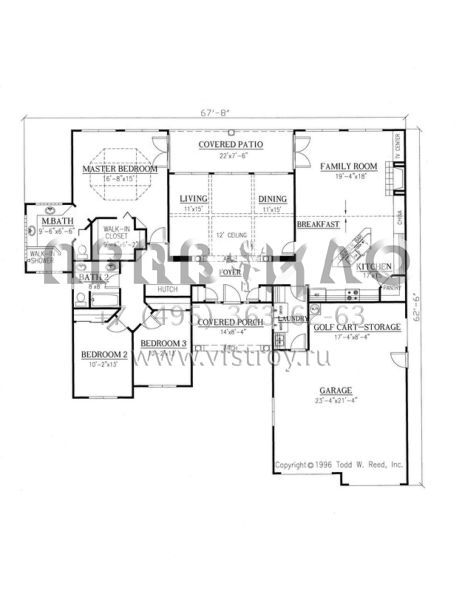 Проект одноэтажного дома с гаражом на две машины в стиле Ранчо S5-199 (286-00033)