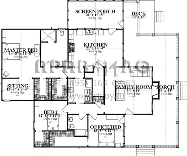 Проект одноэтажного дома без гаража в стиле Ранчо S5-203 (1070-00242)