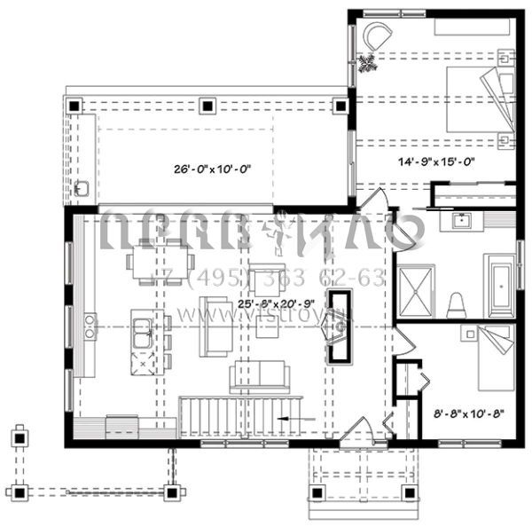 Проект одноэтажного дома без гаража в современном стиле S5-113 (034-01127)