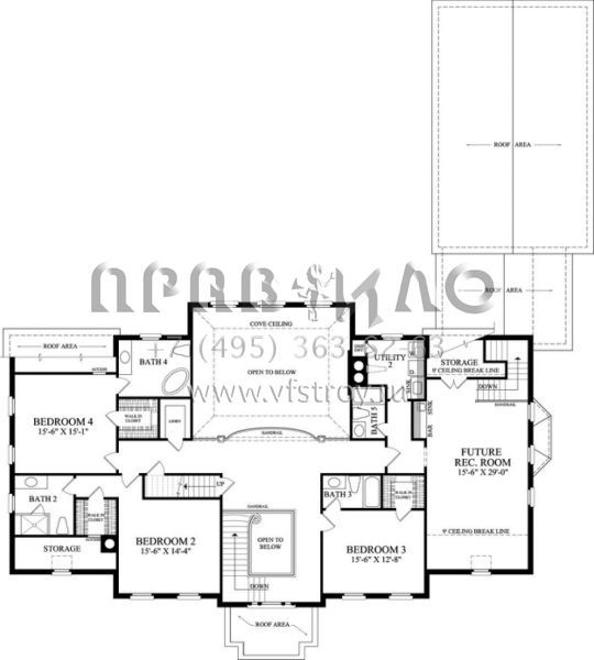 Проект двухэтажного дома с гаражом на три и более машин в стиле Ранчо S5-500 (7922-00054)