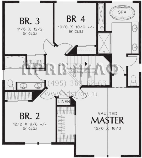 Проект двухэтажного дома с гаражом на две машины в американском стиле S5-200 (2559-00908)