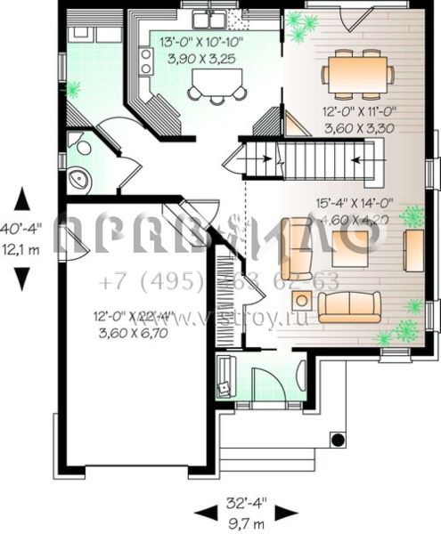 Проект двухэтажного дома с гаражом на одну машину в английском стиле S5-164 (034-00842)