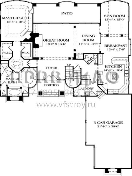 Проект двухэтажного дома с гаражом на три и более машин в прибрежном стиле S5-308 (3323-00304)
